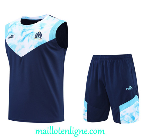 Thai Maillot Ensemble Marseille Debardeur Training Bleu Marine 2022/2023 E1145