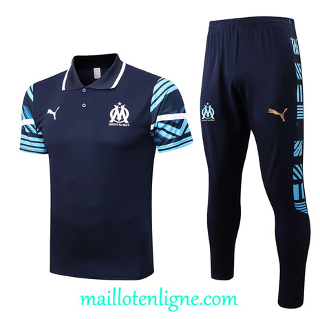 Thai Maillot Ensemble polo Marseille Training Bleu Marine 2022/2023 E1148