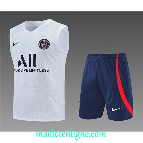 Thai Maillot Ensemble Paris PSG Debardeur Training Blanc/Bleu Marine 2022/2023 E1154