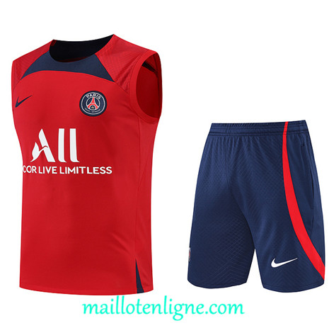 Thai Maillot Ensemble Paris PSG Debardeur Training Rouge/Bleu Marine 2022/2023 E1155