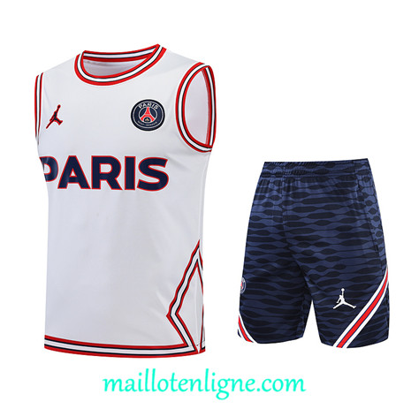 Thai Maillot Ensemble Paris PSG Debardeur Training Blanc/Bleu Marine 2022/2023 E1157