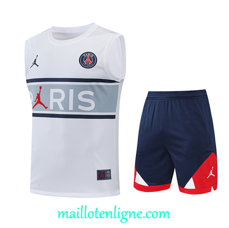 Thai Maillot Ensemble Paris PSG Debardeur Training Blanc/Bleu Marine 2022/2023 E1159