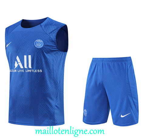 Thai Maillot Ensemble Paris PSG Debardeur Training Bleu 2022/2023 E1168