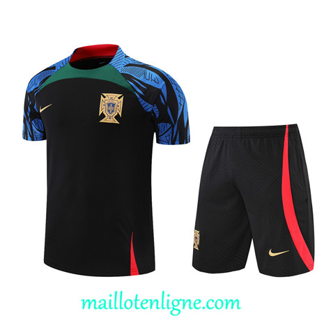 Thai Maillot Ensemble Portugal + Short Training Noir 2022/2023 E1211