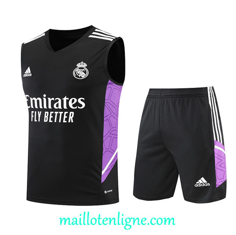 Thai Maillot Ensemble Real Madrid Debardeur Training Noir 2022/2023 E1130