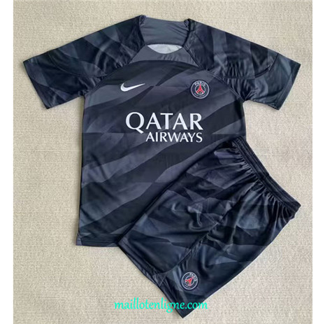 Thai Maillot Paris Saint-Germain Enfant Gardien de but grey/ Noir 2023 2024 ligne m3223