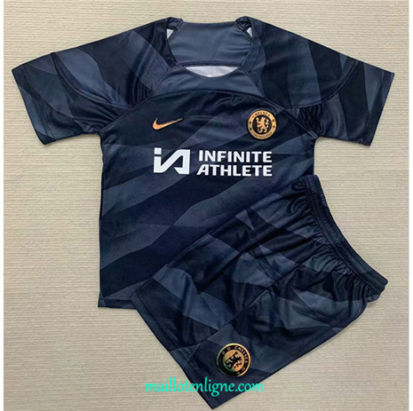 Thai Maillot Chelsea Enfant Gardien de but Noir 2023 2024 ligne m3304