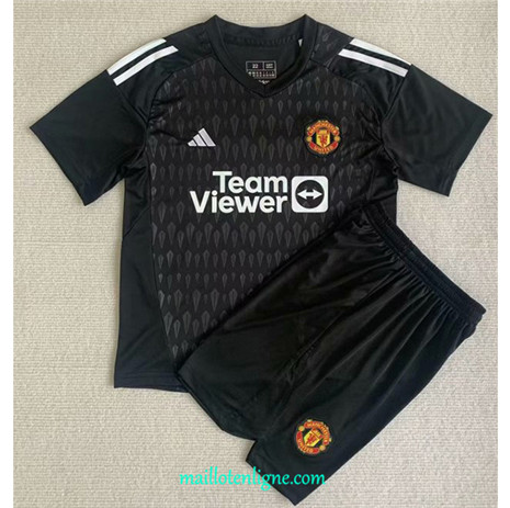 Thai Maillot Manchester United Enfant Gardien de but Noir 2023 2024 ligne m3339