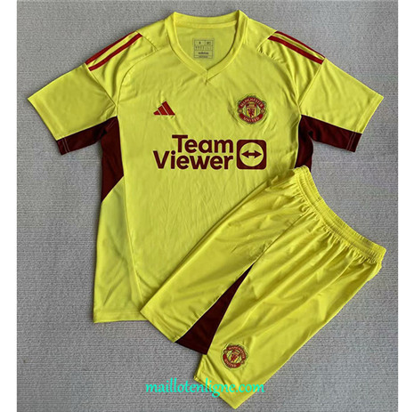 Thai Maillot Manchester United Enfant Gardien de but Jaune 2023 2024 ligne m3341