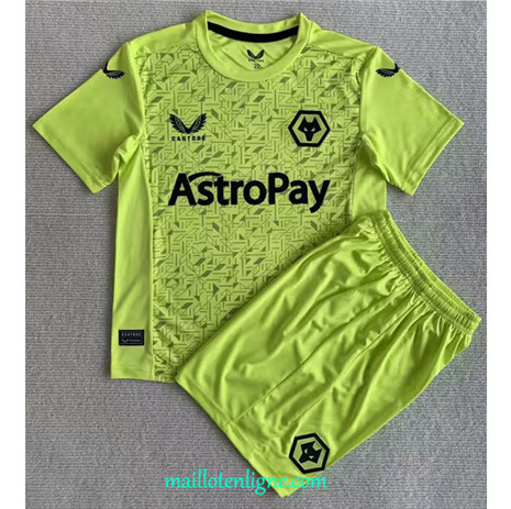 Thai Maillot Wolverhampton Enfant Gardien de but Vert 2023 2024 ligne m3364