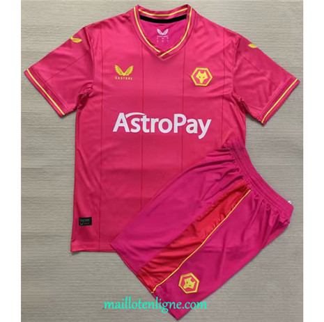 Thai Maillot Wolverhampton Enfant Gardien de but Rose 2023 2024 ligne m3366