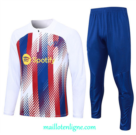 Thai Maillot Ensemble Barcelone Survetement Blanc 2023 2024 ligne m3489