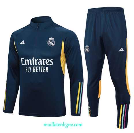 Thai Maillot Ensemble Real Madrid Survetement Bleu marine 2023 2024 ligne m3499