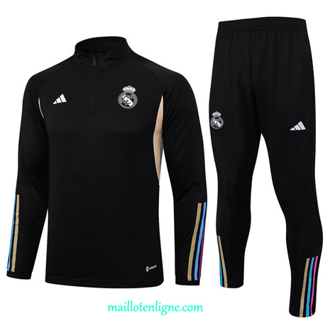 Thai Maillot Ensemble Real Madrid Survetement Noir 2023 2024 ligne m3501