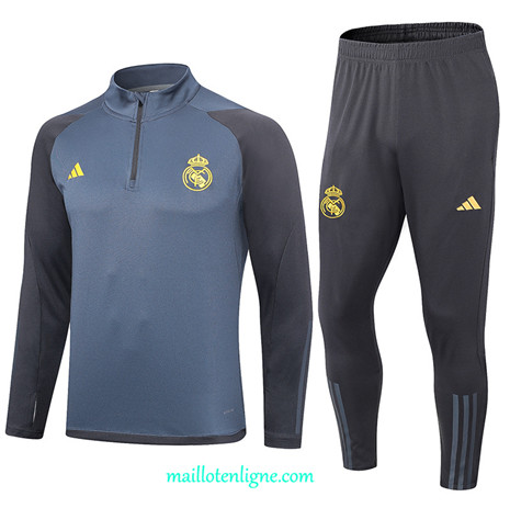 Thai Maillot Ensemble Real Madrid Survetement Bleu/Gris 2023 2024 ligne m3502