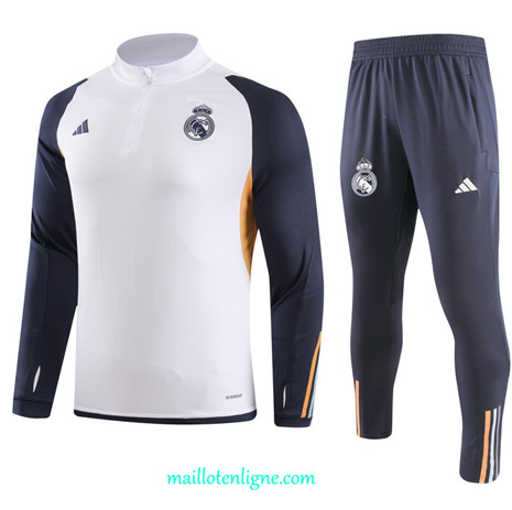 Thai Maillot Ensemble Real Madrid Survetement Blanc 2023 2024 ligne m3504