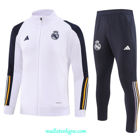 Thai Maillot Ensemble Real Madrid Veste Survetement Blanc 2023 2024 ligne m3507