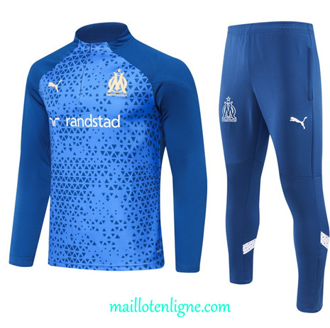 Thai Maillot Ensemble Marseille Survetement Bleu marine 2023 2024 ligne m3510