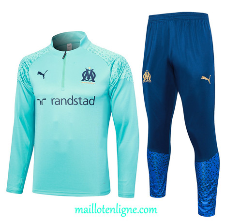 Thai Maillot Ensemble Marseille Survetement Bleu 2023 2024 ligne m3514