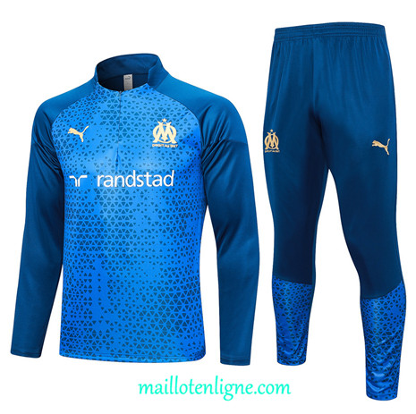 Thai Maillot Ensemble Marseille Survetement Bleu 2023 2024 ligne m3515