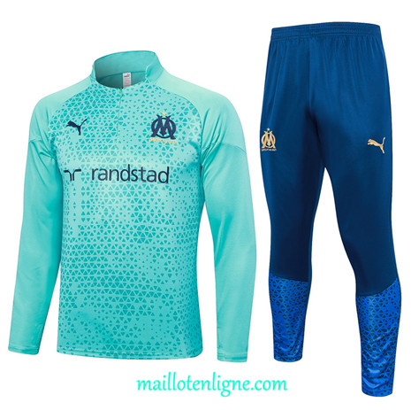 Thai Maillot Ensemble Marseille Survetement Bleu 2023 2024 ligne m3516