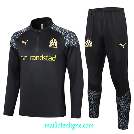 Thai Maillot Ensemble Marseille Survetement Noir 2023 2024 ligne m3517