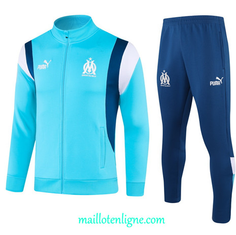 Thai Maillot Ensemble Marseille Veste Survetement Bleu Ciel 2023 2024 ligne m3521