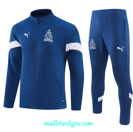 Thai Maillot Ensemble Marseille Veste Survetement Bleu Foncé 2023 2024 ligne m3522