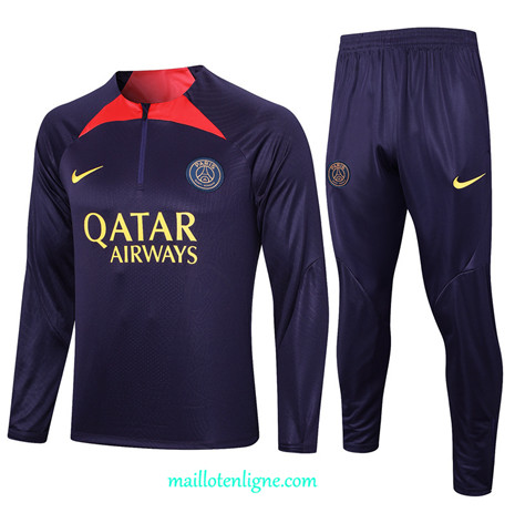 Thai Maillot Ensemble Paris Paris Saint-Germain Survetement Violet 2023 2024 ligne m3533