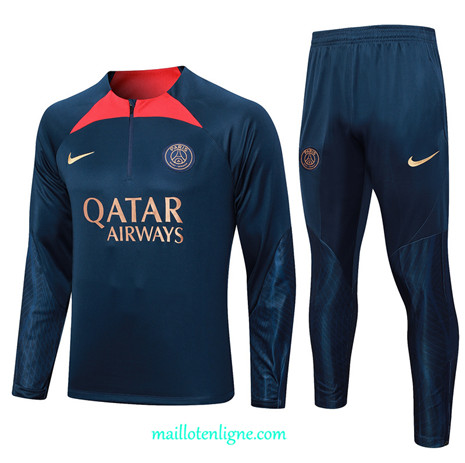 Thai Maillot Ensemble Paris Paris Saint-Germain Survetement Bleu marine 2023 2024 ligne m3535