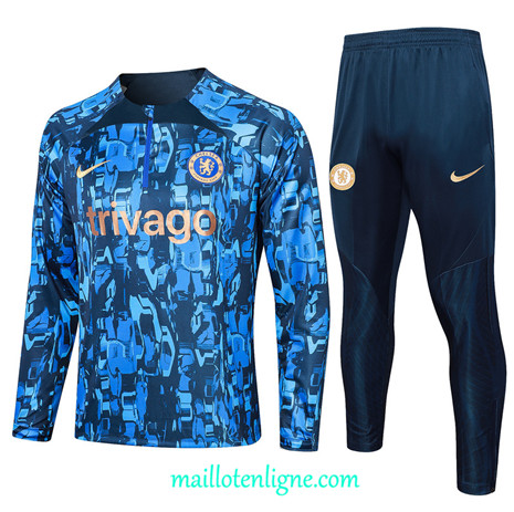 Thai Maillot Ensemble Chelsea Survetement Bleu 2023 2024 ligne m3560