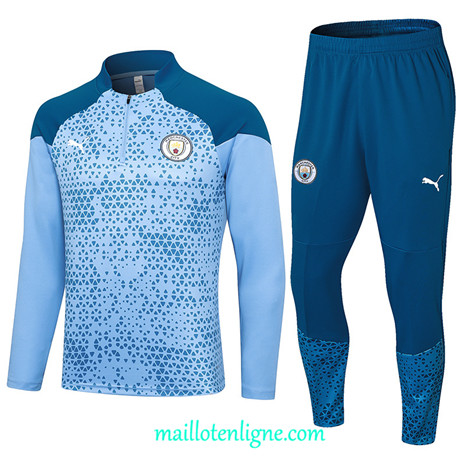 Thai Maillot Ensemble Manchester City Survetement Bleu 2023 2024 ligne m3563