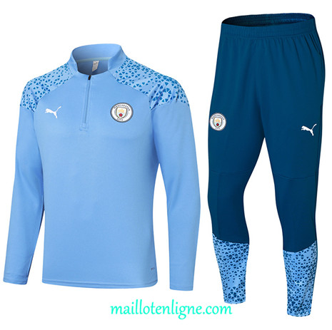 Thai Maillot Ensemble Manchester City Survetement Bleu 2023 2024 ligne m3564