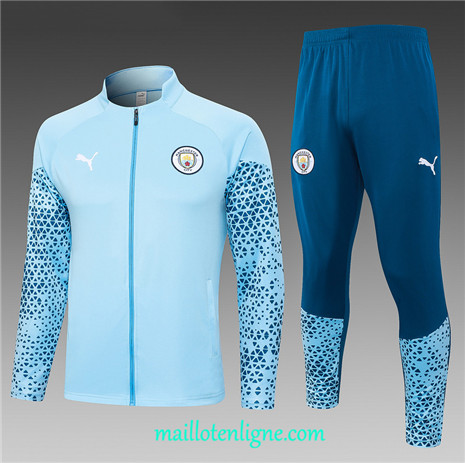 Thai Maillot Ensemble Manchester City Veste Survetement Bleu Ciel 2023 2024 ligne m3565