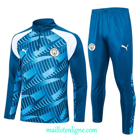 Thai Maillot Ensemble Manchester City Survetement Bleu 2023 2024 ligne m3570