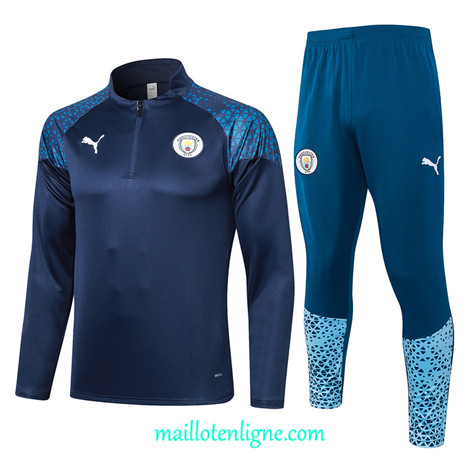 Thai Maillot Ensemble Manchester City Survetement Bleu marine 2023 2024 ligne m3573