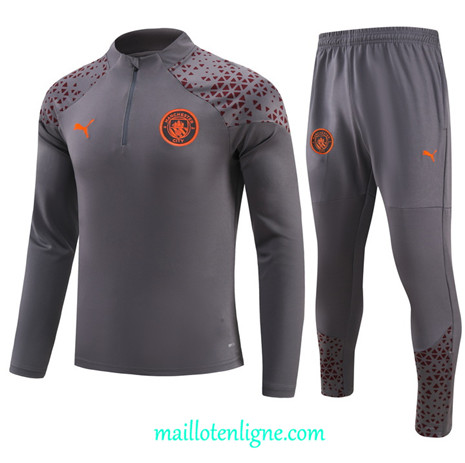 Thai Maillot Ensemble Manchester City Survetement Gris 2023 2024 ligne m3574