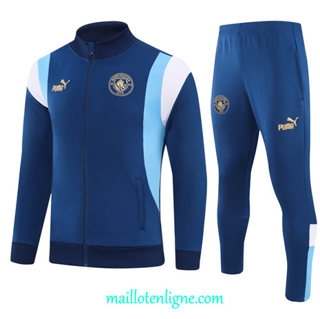 Thai Maillot Ensemble Manchester City Veste Survetement Bleu Foncé 2023 2024 ligne m3578