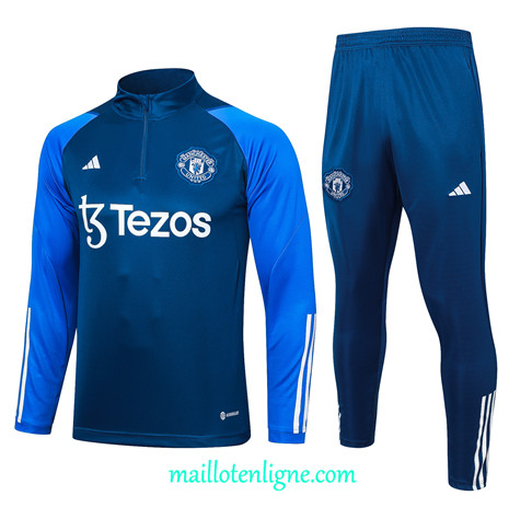 Thai Maillot Ensemble Manchester United Survetement Bleu marine 2023 2024 ligne m3579