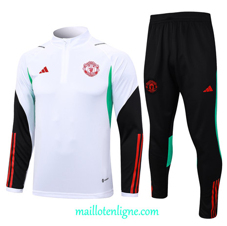 Thai Maillot Ensemble Manchester United Survetement Blanc 2023 2024 ligne m3580