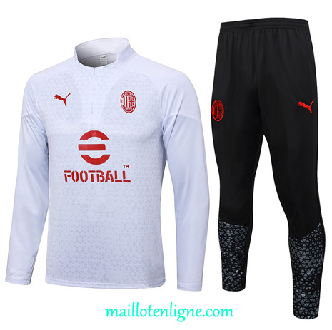 Thai Maillot Ensemble AC Milan Survetement Blanc 2023 2024 ligne m3586