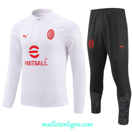 Thai Maillot Ensemble AC Milan Survetement Blanc 2023 2024 ligne m3592