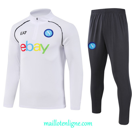 Thai Maillot Ensemble Naples Survetement Blanc 2023 2024 ligne m3597