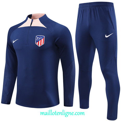 Thai Maillot Ensemble Atletico Madrid Survetement Enfant Bleu marine 2023 2024 ligne m3616