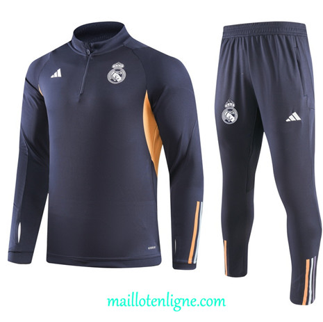 Thai Maillot Ensemble Real Madrid Survetement Enfant Bleu 2023 2024 ligne m3619