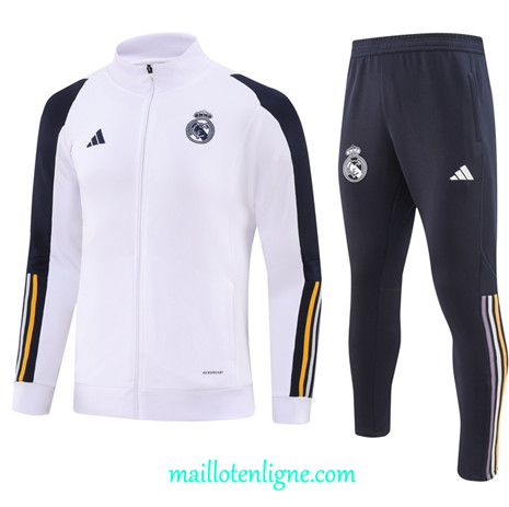 Thai Maillot Ensemble Real Madrid Veste Survetement Enfant Blanc 2023 2024 ligne m3620