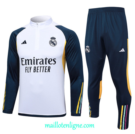 Thai Maillot Ensemble Real Madrid Survetement Enfant Blanc 2023 2024 ligne m3622