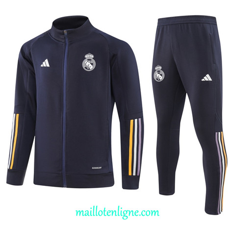 Thai Maillot Ensemble Real Madrid Veste Survetement Enfant Bleu 2023 2024 ligne m3625