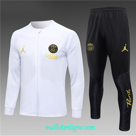 Thai Maillot Ensemble Paris Paris Saint-Germain Veste Survetement Enfant Blanc 2023 2024 ligne m3633