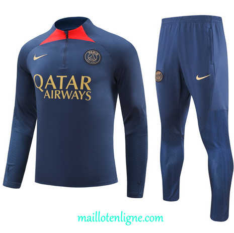 Thai Maillot Ensemble Paris Paris Saint-Germain Survetement Enfant Bleu 2023 2024 ligne m3635